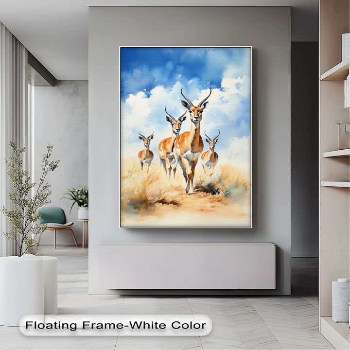 Desert Grace – Antelope Herd in Motion Animal Canvas Print - MyPhotoStation