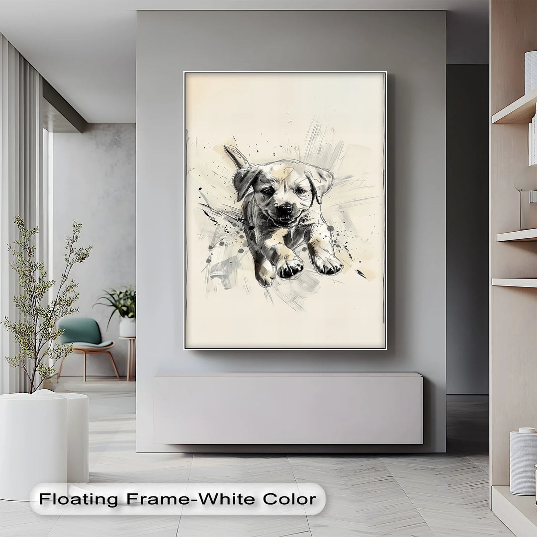 Leap of Joy – Sketch Style Playful Puppy Art Puppies Canvas Print - MyPhotoStation