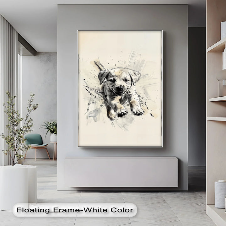 Leap of Joy – Sketch Style Playful Puppy Art Puppies Canvas Print - MyPhotoStation