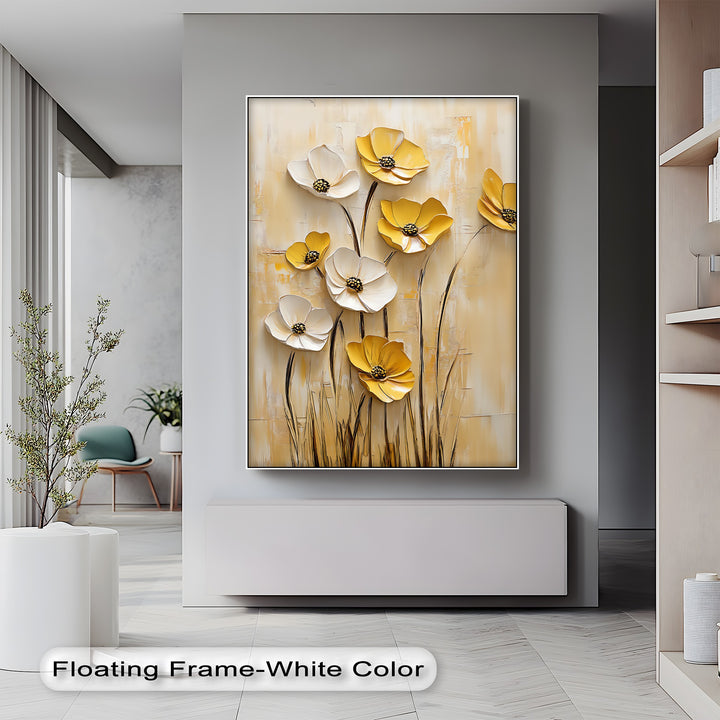 Golden Meadow Blooms – Yellow and White Flower Canvas Wall Art