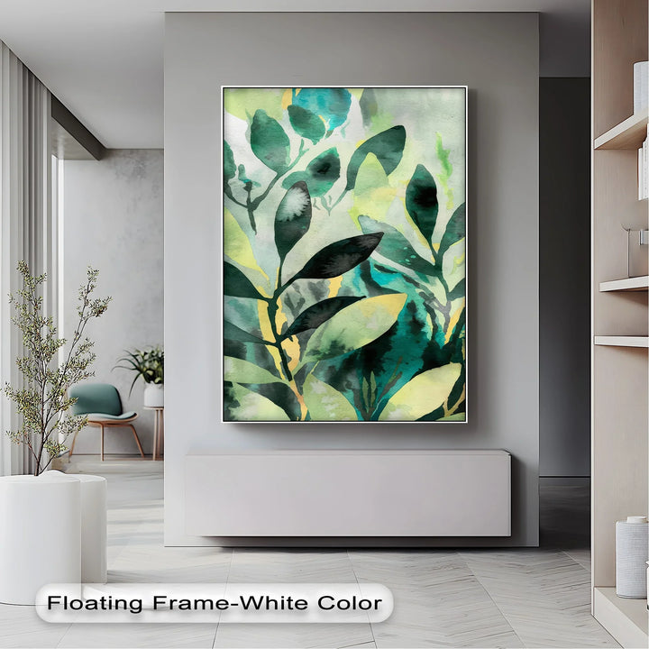 Verdant Harmony – Watercolor Leaf Pattern Canvas Print - MyPhotoStation