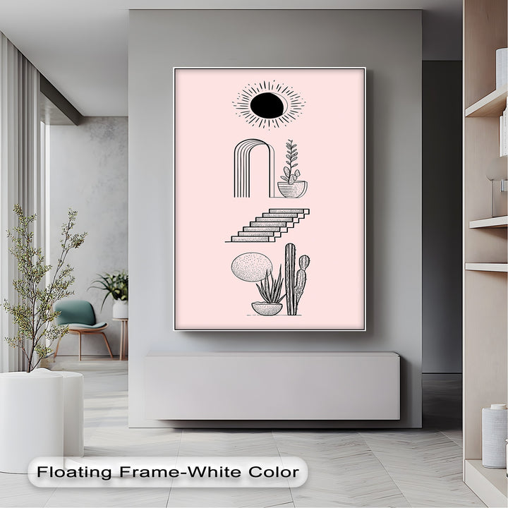 Desert Geometry – Minimalist Boho Cactus Canvas Print