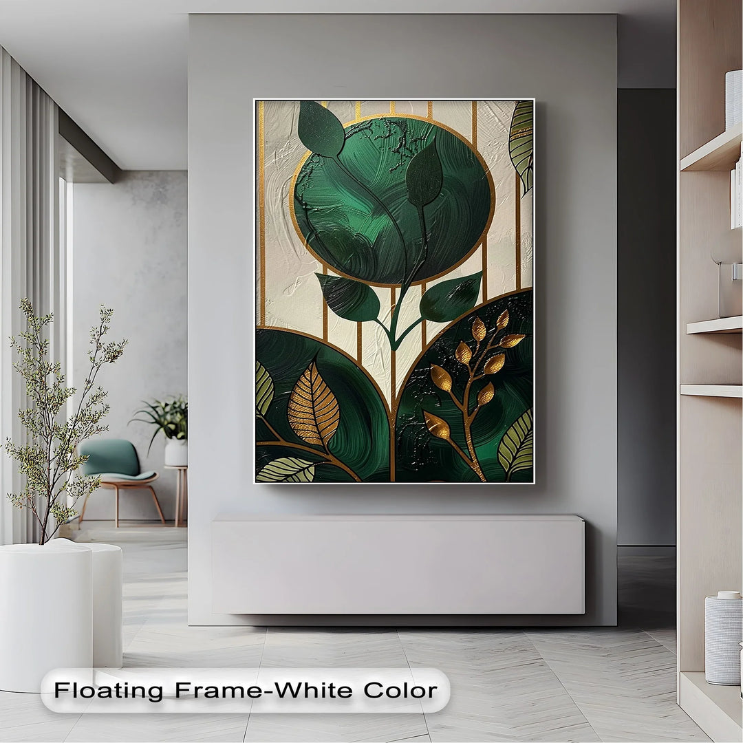 Golden Botanica – Luxe Leaf Design in Emerald and Gold Canvas Print - MyPhotoStation