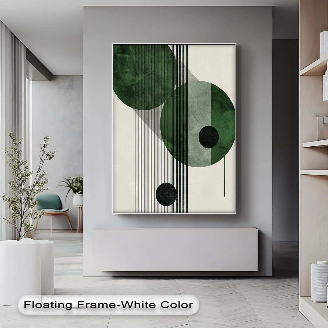 Modern Green Orbital Geometry – Abstract Minimalist Canvas Print - MyPhotoStation