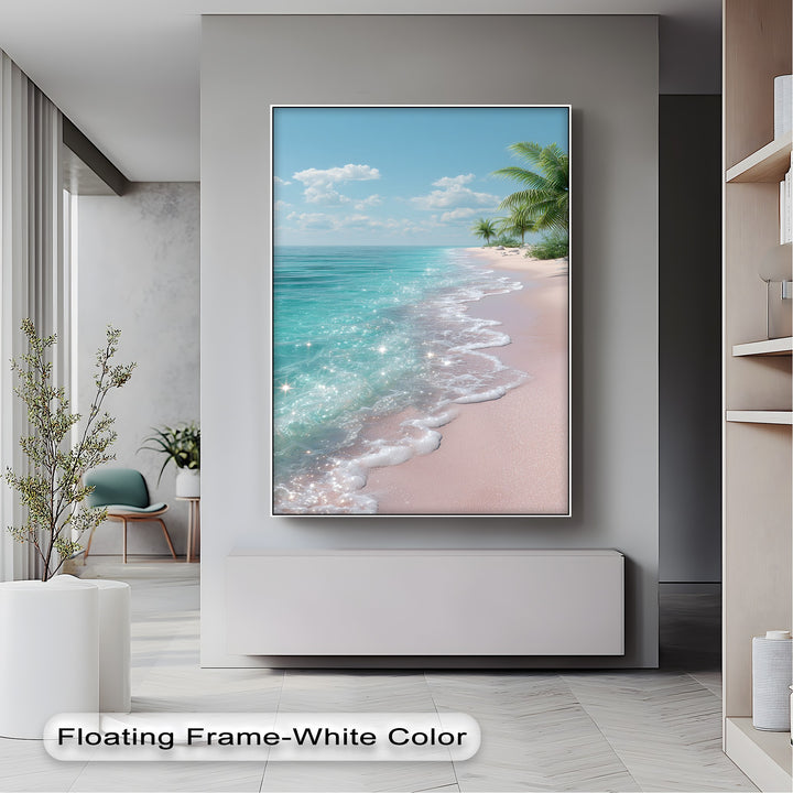 Tropical Bliss – Sparkling Pink Beach Canvas Print