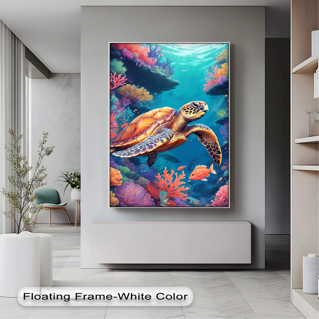 Graceful Sea Turtle – Vibrant Ocean Life Animal Canvas Print - MyPhotoStation