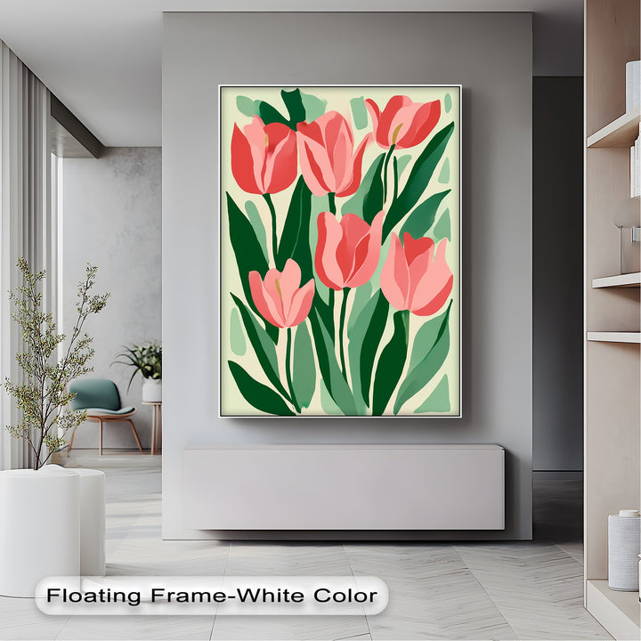 Coral Tulip Delight – Abstract Pink Tulip Canvas Print
