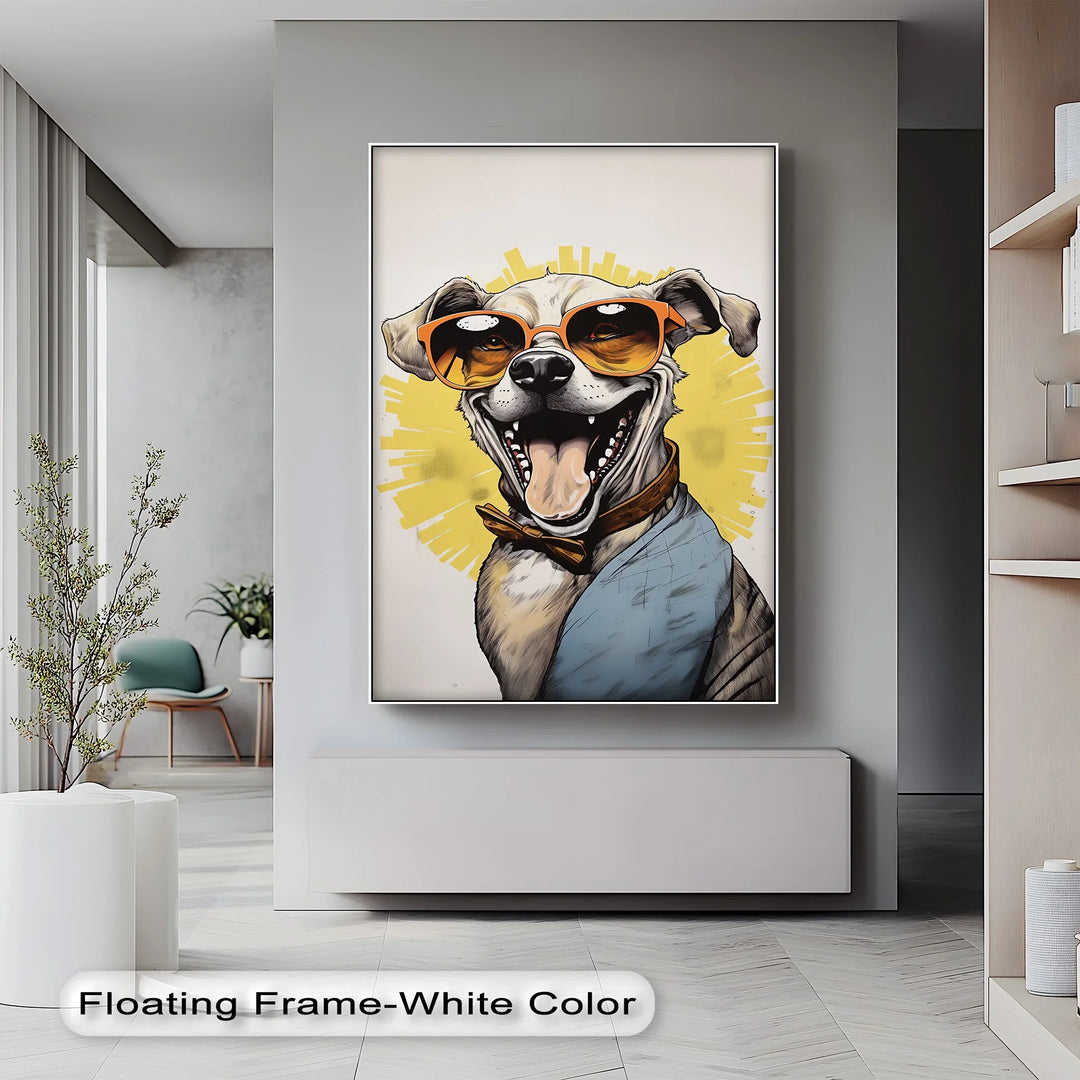 Sunshine Smile Pup – Retro Cool Dog Portrait Puppies Canvas Print - MyPhotoStation