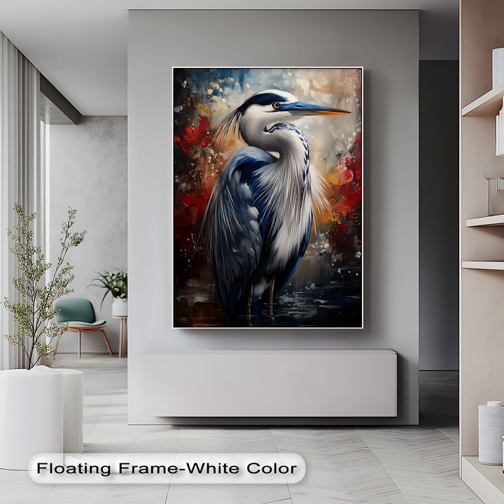 Regal Blue Heron – Majestic Bird Portrait Canvas Print