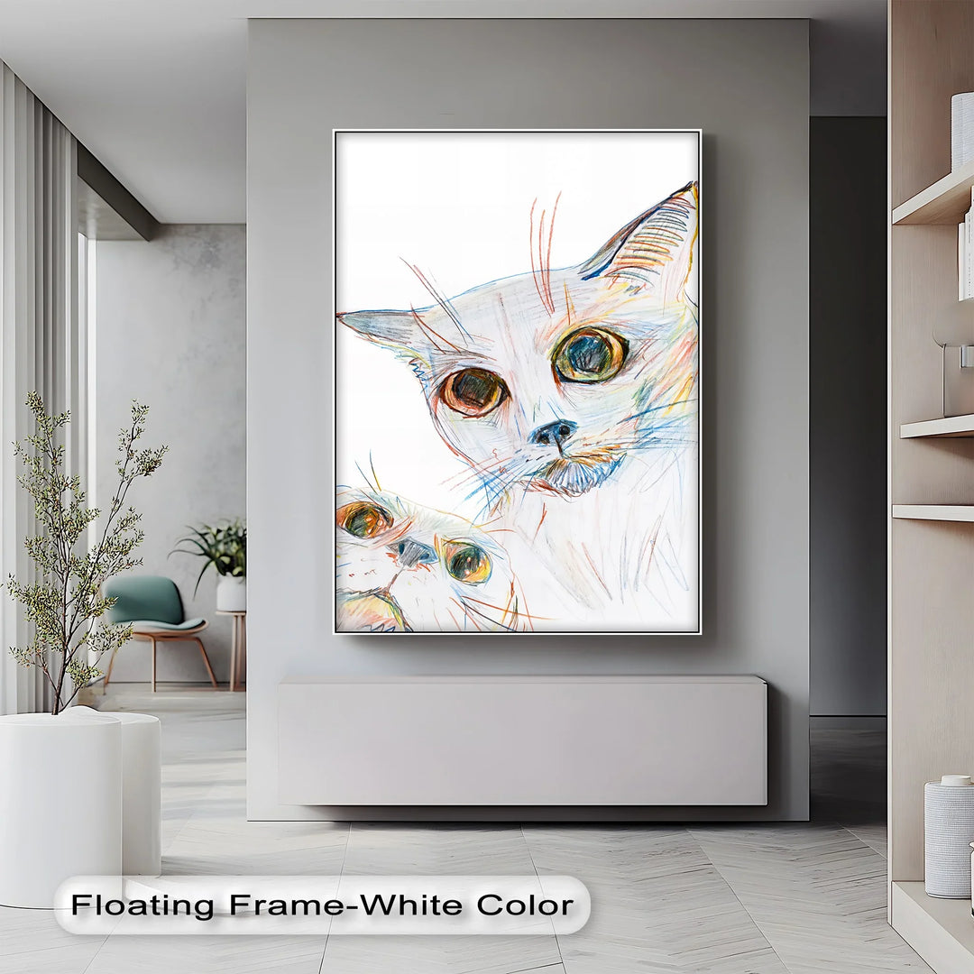 Color Stare – Abstract Cat Faces in Pastel Lines Cat Canvas Print - MyPhotoStation