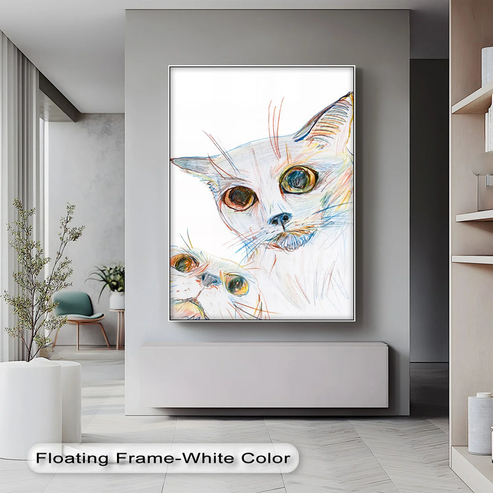 Color Stare – Abstract Cat Faces in Pastel Lines Cat Canvas Print - MyPhotoStation