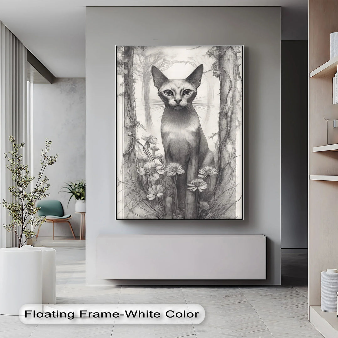 Mystic Forest Watcher – Elegant Cat in Enchanted Woodland Cat Canvas Print - MyPhotoStation