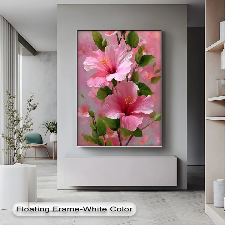Pink Hibiscus Elegance – Romantic Tropical Floral Canvas Print - MyPhotoStation