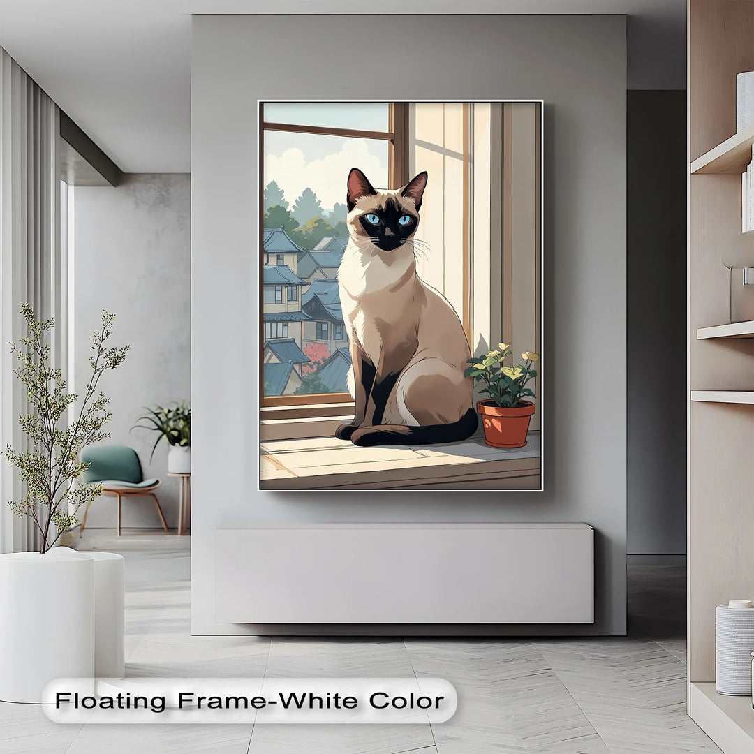 Siamese Cat in Japanese-Inspired Setting - Cat Canvas Print - MyPhotoStation