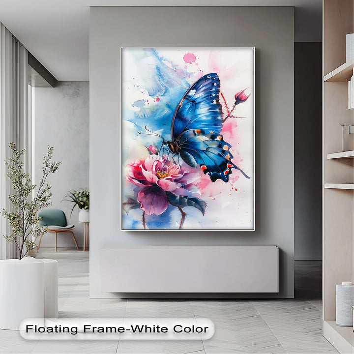 Blue Grace – Butterfly on Bloom Animal Canvas Print - MyPhotoStation