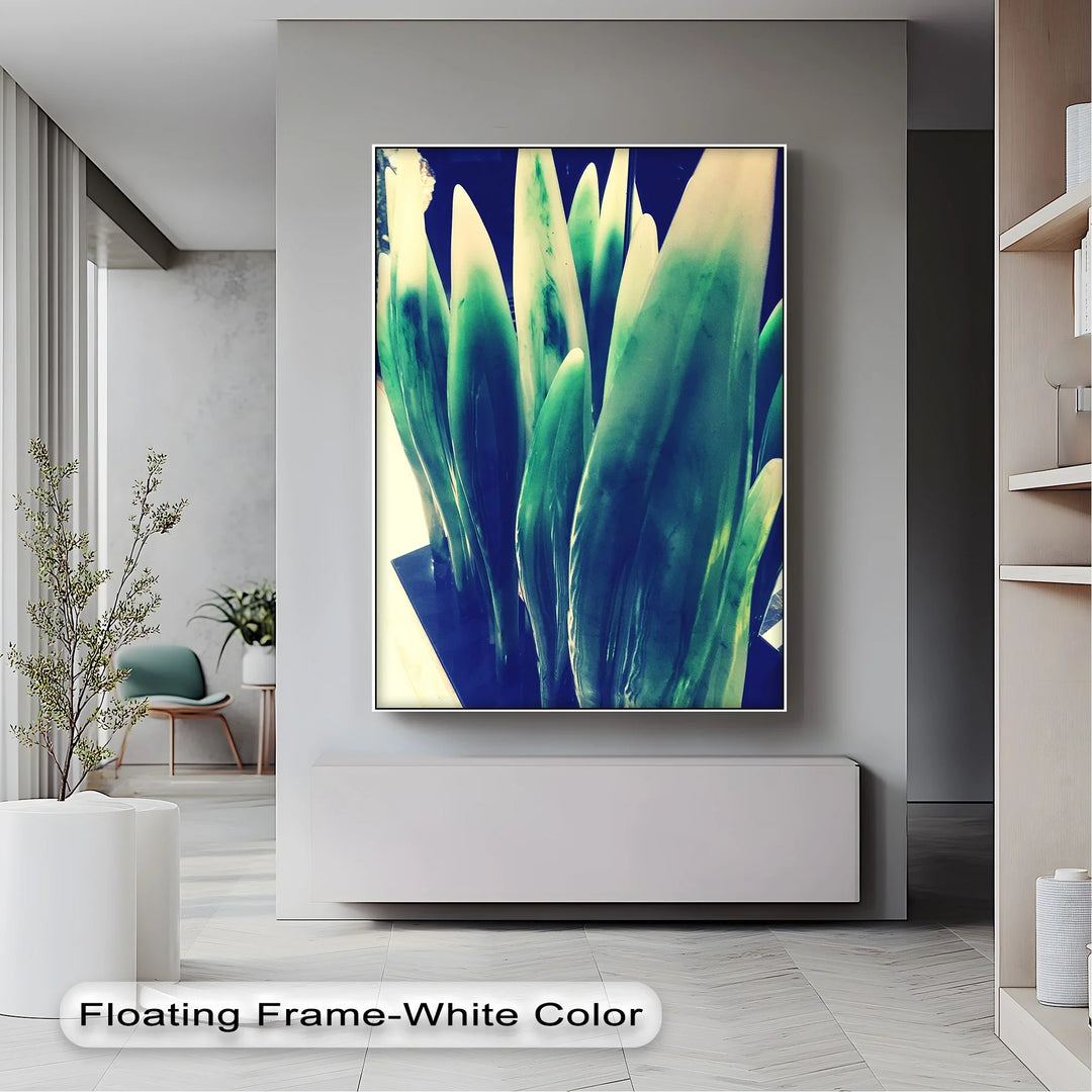 Verdant Sculpted Leaves – Contemporary Green Canvas Prints - MyPhotoStation