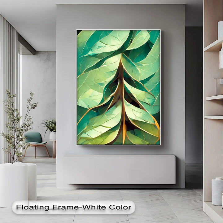 Radiant Leaf Veins – Stylized Botanical Geometry Canvas Print - MyPhotoStation