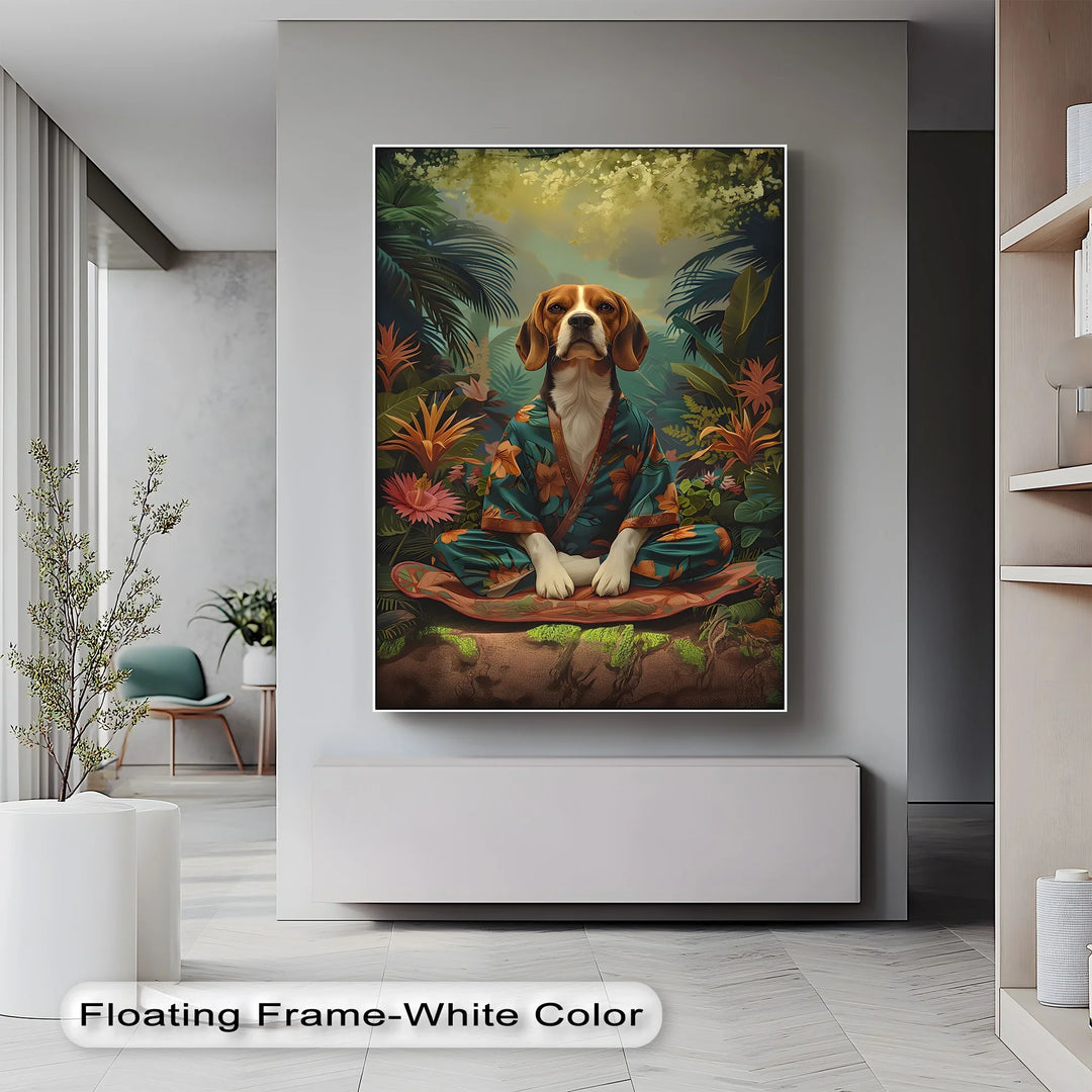 Jungle Zen Beagle – Tropical Meditation Dog Portrait Puppies Canvas Print - MyPhotoStation