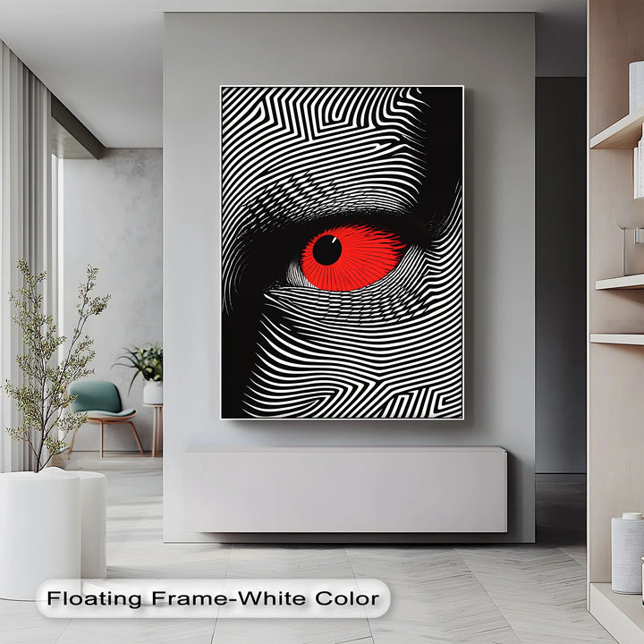 Red Eye in Optical Lines – Black & White Canvas Print - MyPhotoStation