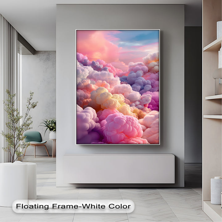 Cotton Sky Mirage – Dreamlike Pastel Cloudscape Canvas Print