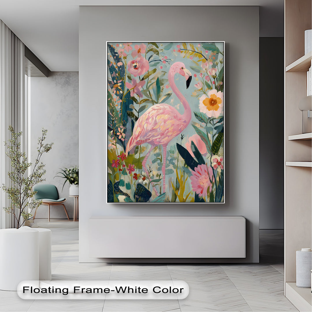 Flamingo in Bloom – Pastel Pink Flamingo Canvas Print