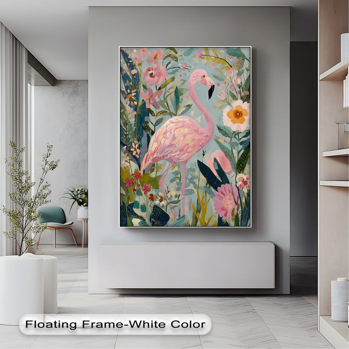 Flamingo in Bloom – Pastel Pink Flamingo Canvas Print
