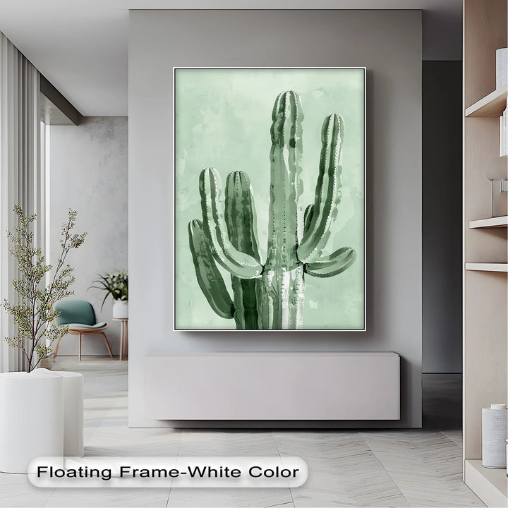 Modern Cactus Silhouette – Minimalist Desert Canvas Print - MyPhotoStation