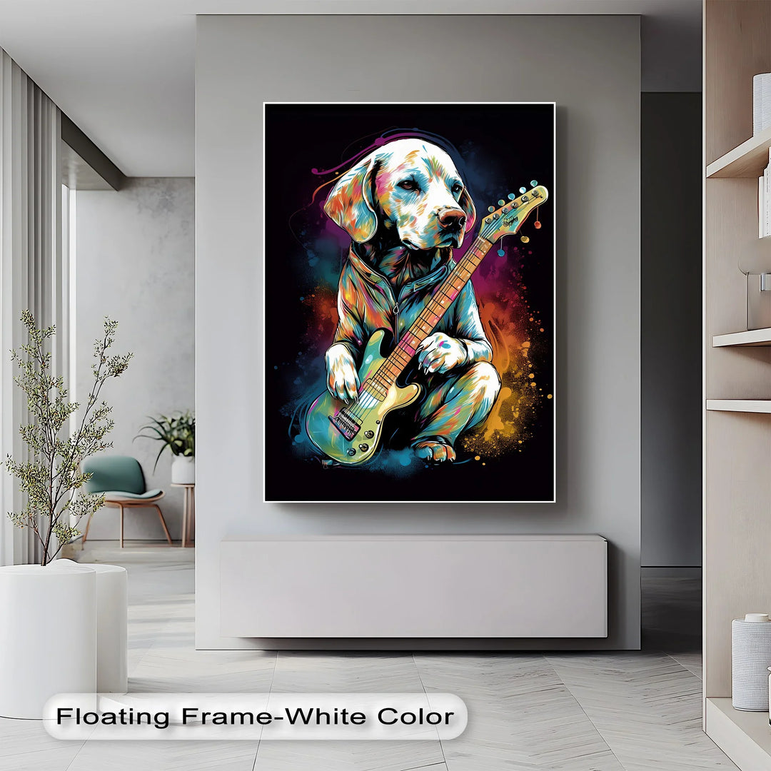 Electric Pup Vibes – Colorful Rock Music Dog Portrait Puppies Canvas Print - MyPhotoStation