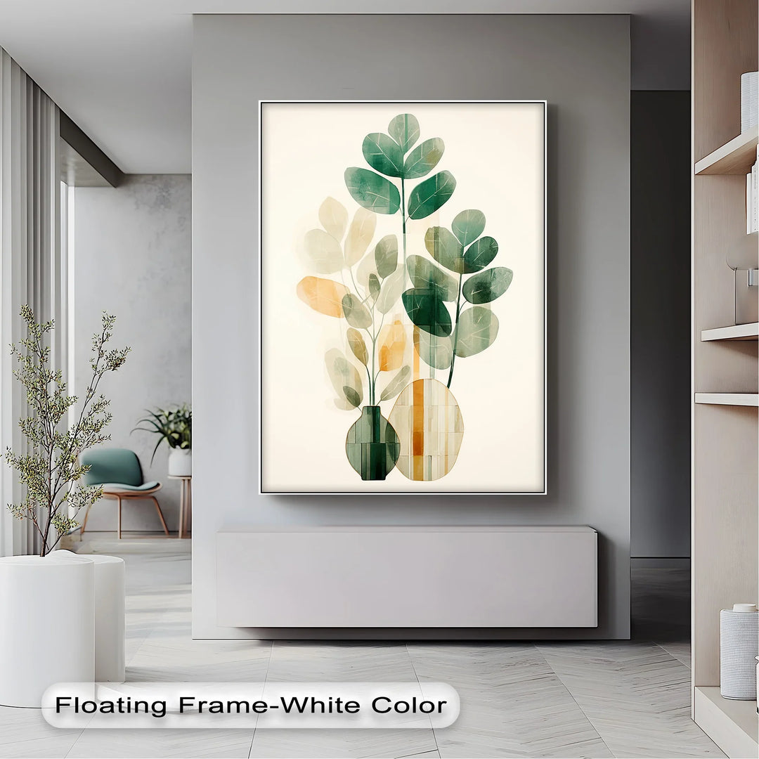 Modern Botanical Silhouettes in Glass Vases – Minimal Nature Canvas Print - MyPhotoStation