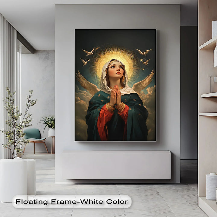 Heavenly Intercession – Virgin Mary in Prayer with Angels Canvas Print - MyPhotoStation