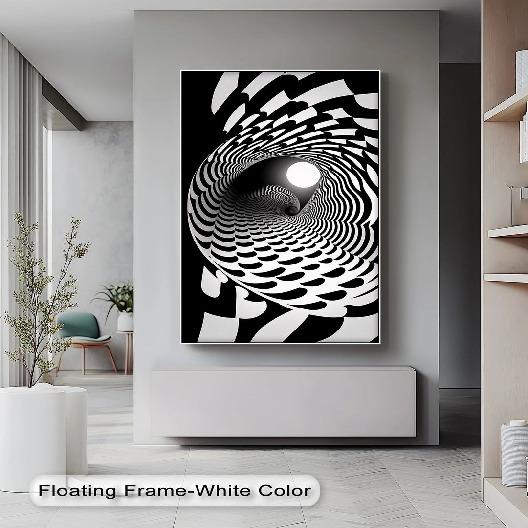 Hypnotic Spiral Tunnel – Black & White Canvas Print - MyPhotoStation