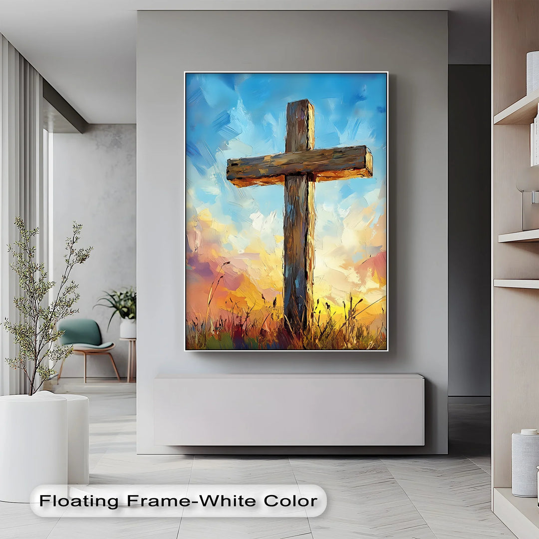 Divine Light – Wooden Cross at Sunrise Canvas Print - MyPhotoStation