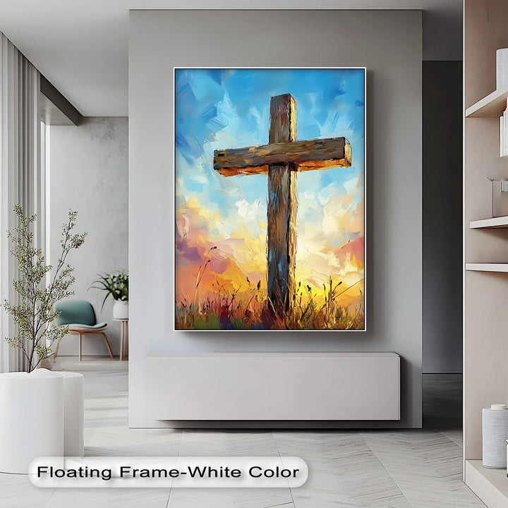 Divine Light – Wooden Cross at Sunrise Canvas Print - MyPhotoStation