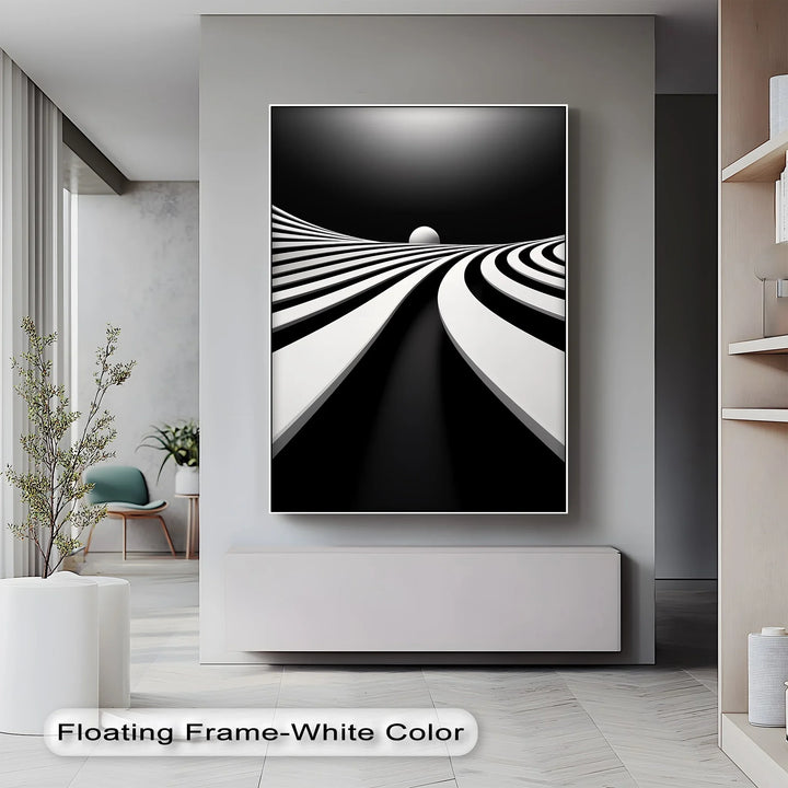 Minimalist Horizon Flow – Black & White Canvas Print - MyPhotoStation