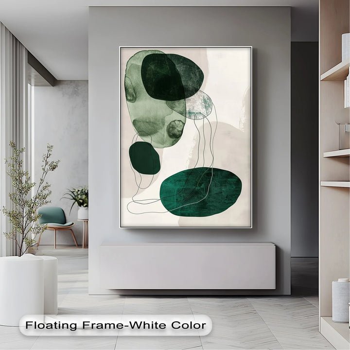Floating Emerald Forms – Contemporary Abstract Canvas Print - MyPhotoStation