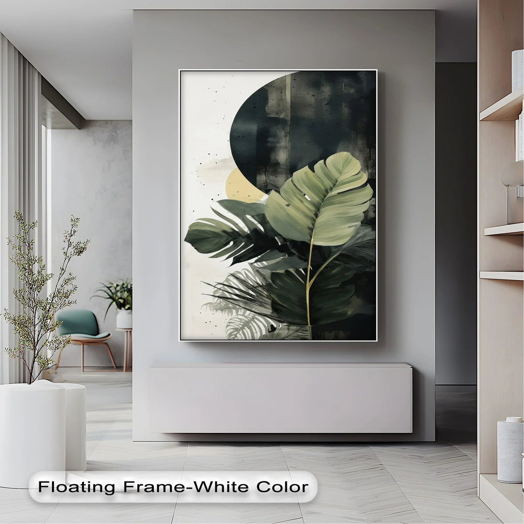 Tropical Eclipse – Modern Monstera Leaf Canvas Print - MyPhotoStation