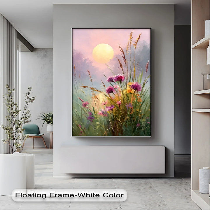 Wildflower Meadow at Dusk – Sunset Landscape Canvas Print - MyPhotoStation