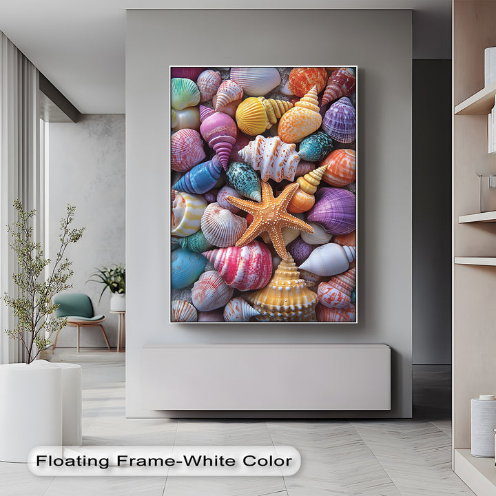 Vibrant Coastal Shells – Colorful Canvas Print