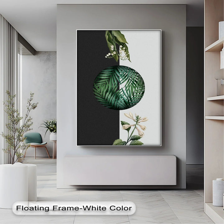 Botanical Balance – Monochrome Floral Contrast Canvas Print - MyPhotoStation
