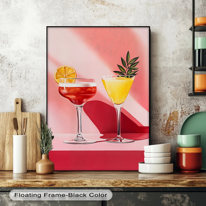Sunset Sips – Modern Cocktail Glasses Canvas Print - MyPhotoStation
