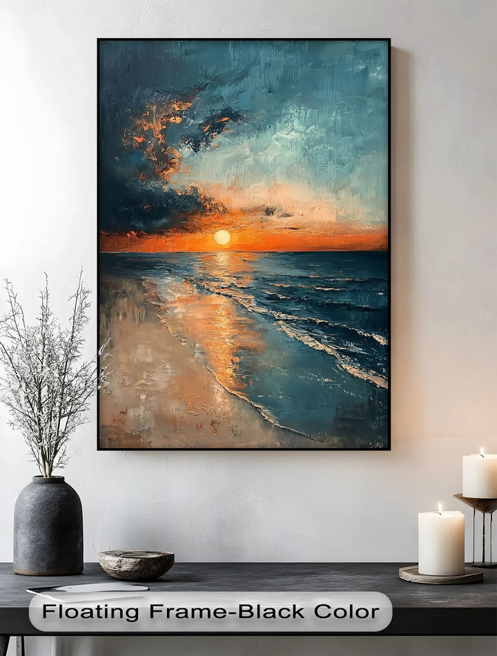 Sunset Serenity Over Ocean Shore – Tranquil Seascape Canvas Print - MyPhotoStation