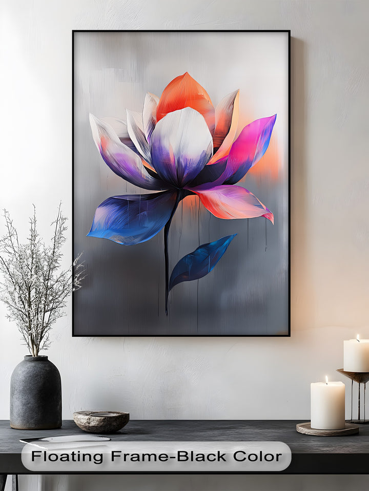 Radiant Lotus Bloom – Multicolor Abstract Flower Canvas Print