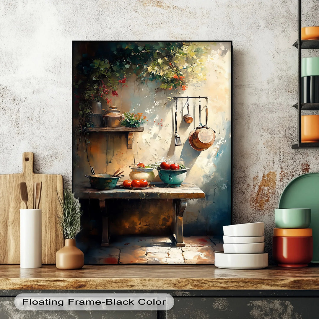 Tuscan Courtyard Kitchen – Rustic Mediterranean Canvas Print - MyPhotoStation