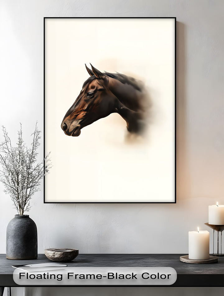 Silent Majesty – Realistic Brown Horse Portrait Canvas Print