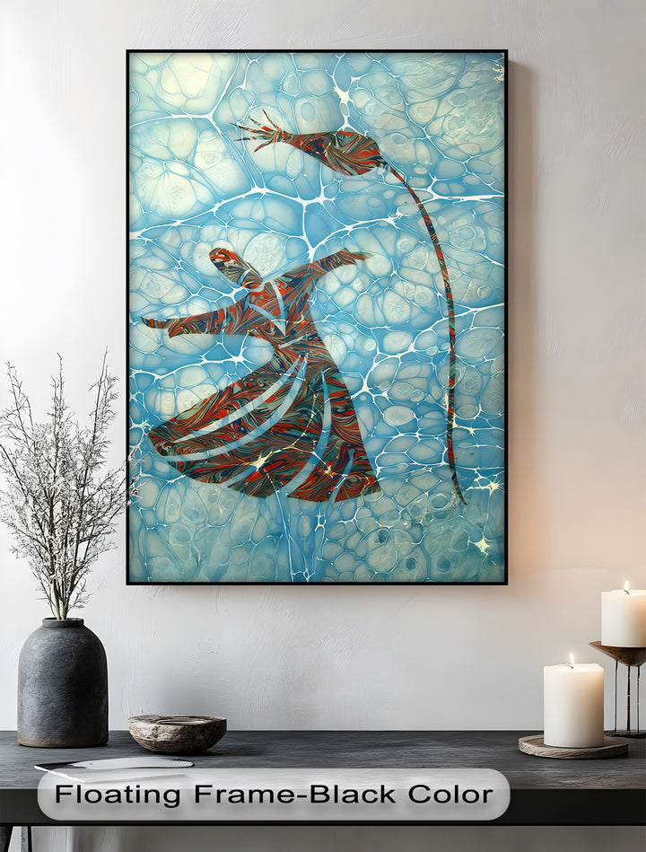 Dance of Devotion – Whirling Dervish Ebru Art Canvas Print