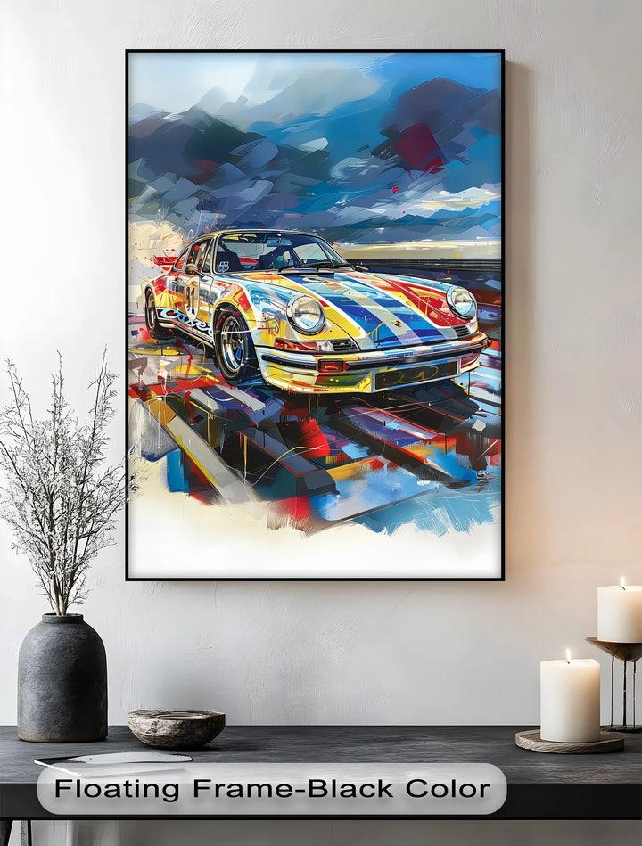 Vibrant Porsche Speed Racer in Abstract Colors – Car Canvas Print - MyPhotoStation