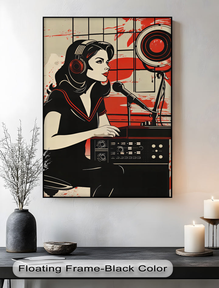 Radio Rebel – Retro Female DJ Illustration Canvas Print