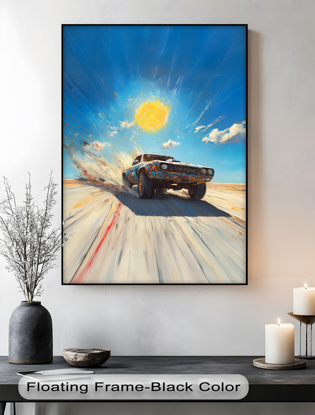 Desert Drift – Explosive Muscle Car in Motion Car Canvas Print