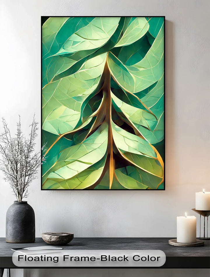 Radiant Leaf Veins – Stylized Botanical Geometry Canvas Print - MyPhotoStation