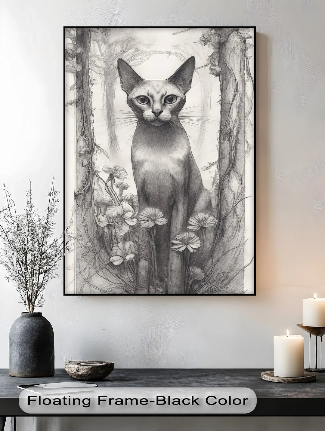 Mystic Forest Watcher – Elegant Cat in Enchanted Woodland Cat Canvas Print - MyPhotoStation